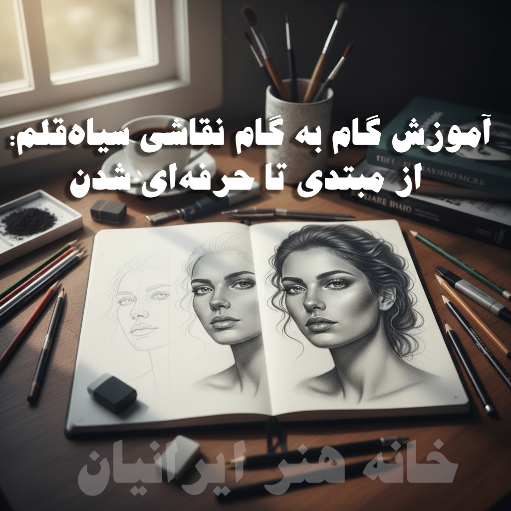 آموزش گام به گام نقاشی سیاه‌قلم