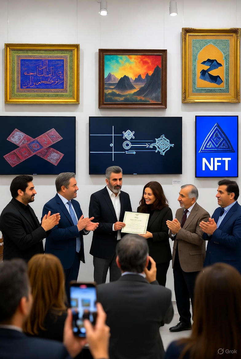 نقاش با کارت هنرمندی در آرت بازل